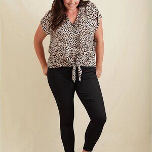Torrid LEOPARD CHALLIS TIE FRONT DOLMAN BLOUSE NWT sz 3